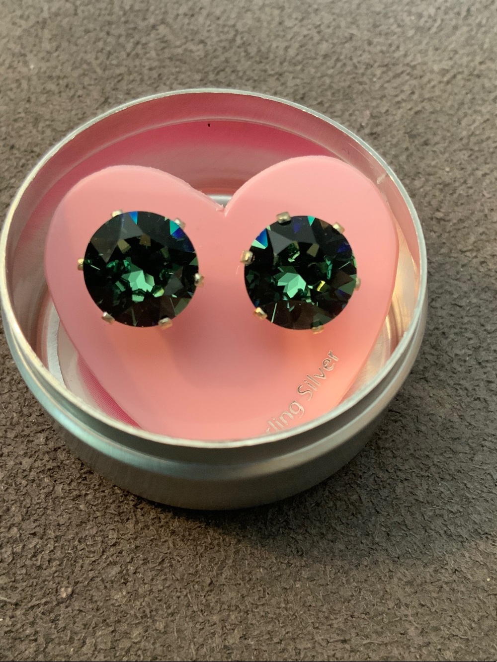 Jojo Round Dark Green Crystal Stud Earrings - Women Jewelry